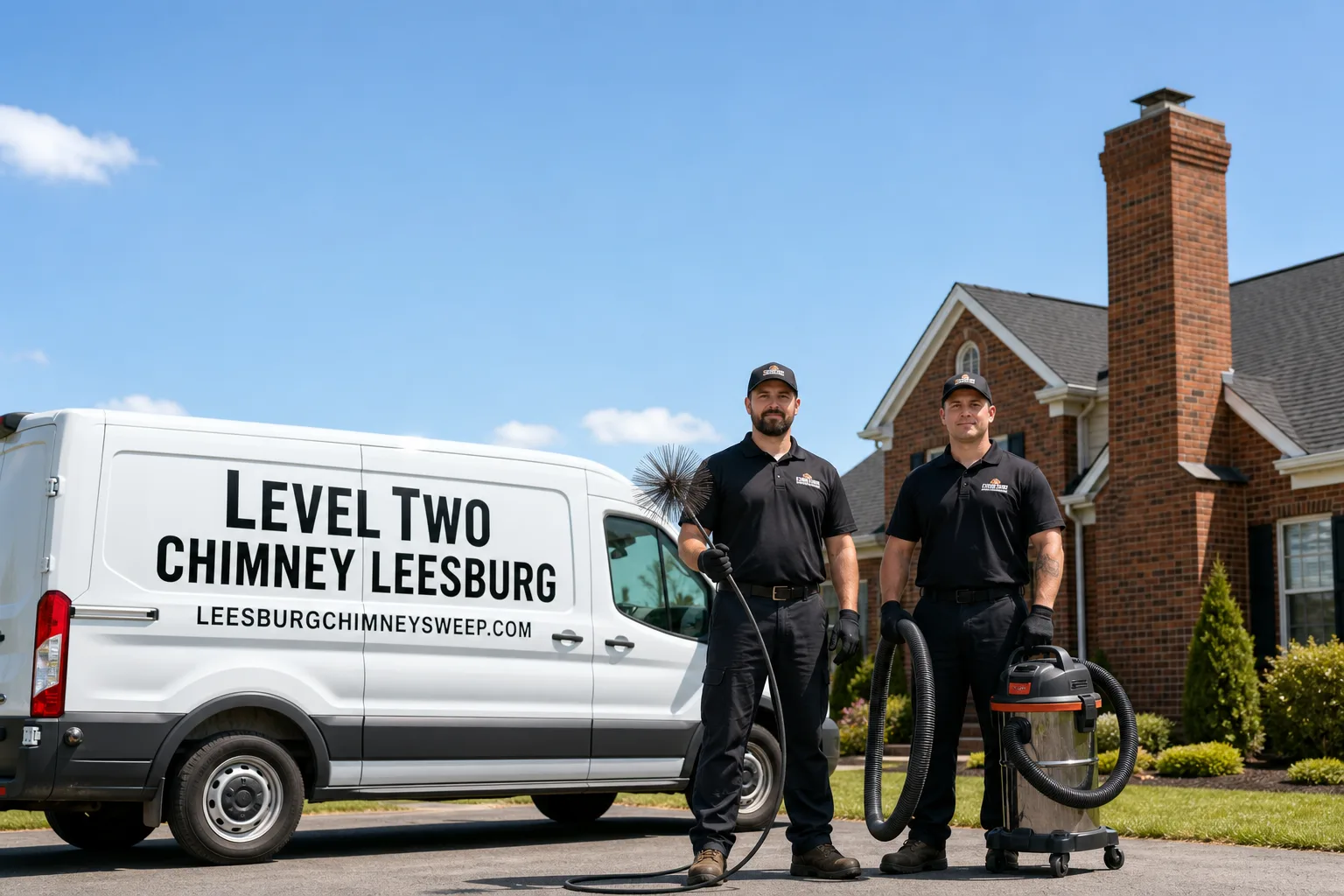 Level Two Chimney Leesburg chimney cleaning service vehicle and crew in Leesburg, VA